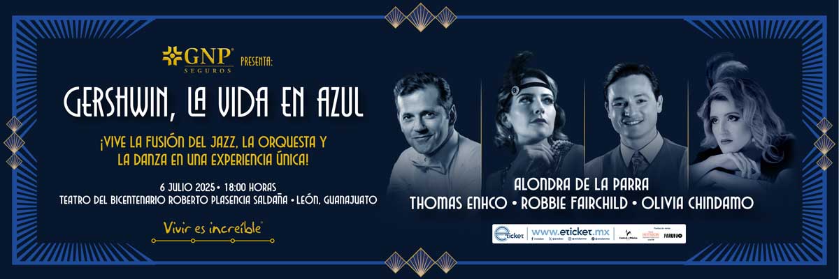 Cartel oficial de ALONDRA DE LA PARRA - GERSHWIN, LA VIDA EN AZUL en Teatro del Bicentenario, próximo evento en León, GTO.